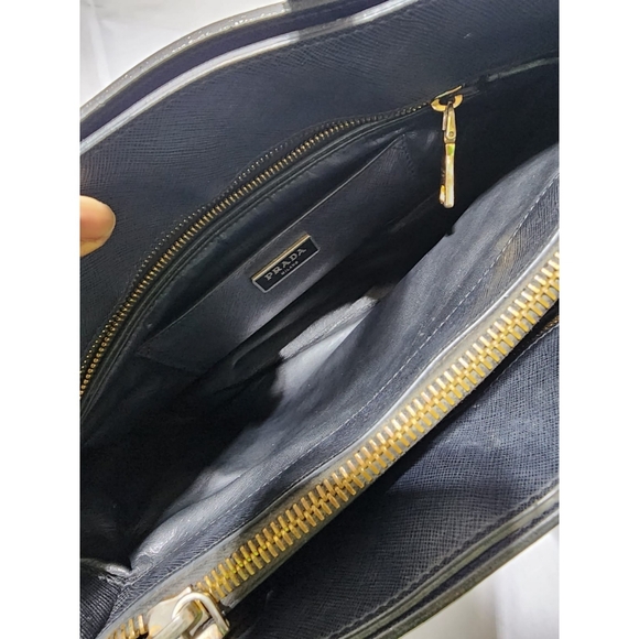 Prada Saffiano Soft Triple Pocket Tote Bag Black - Picture 15 of 16